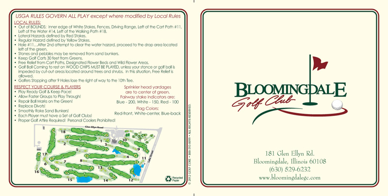 Scorecard Bloomingdale Golf Club